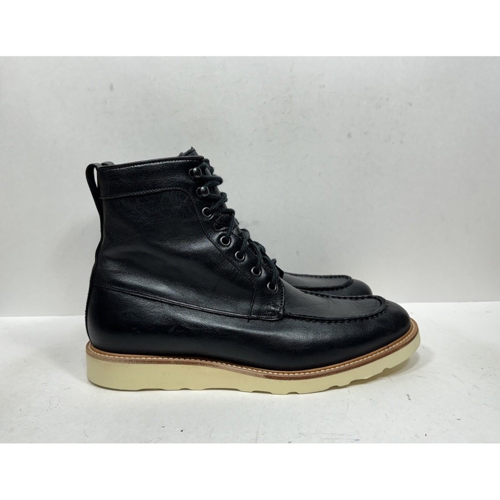 Nisolo Mateo All Weather Boot Black Leather Mens Size 10.5 Moc‎ Toe Wedge 8752